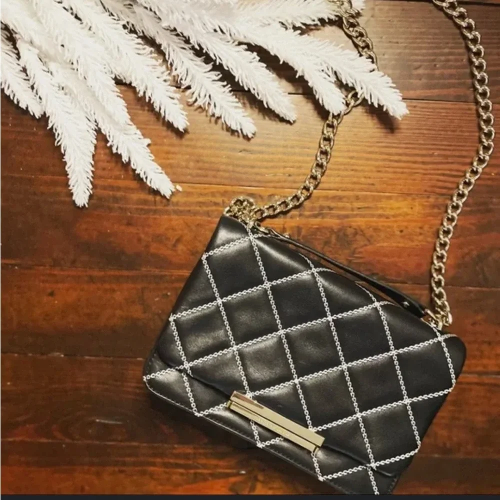 Kate Spade Quilted‎ Black Crossbody with Gold Chain